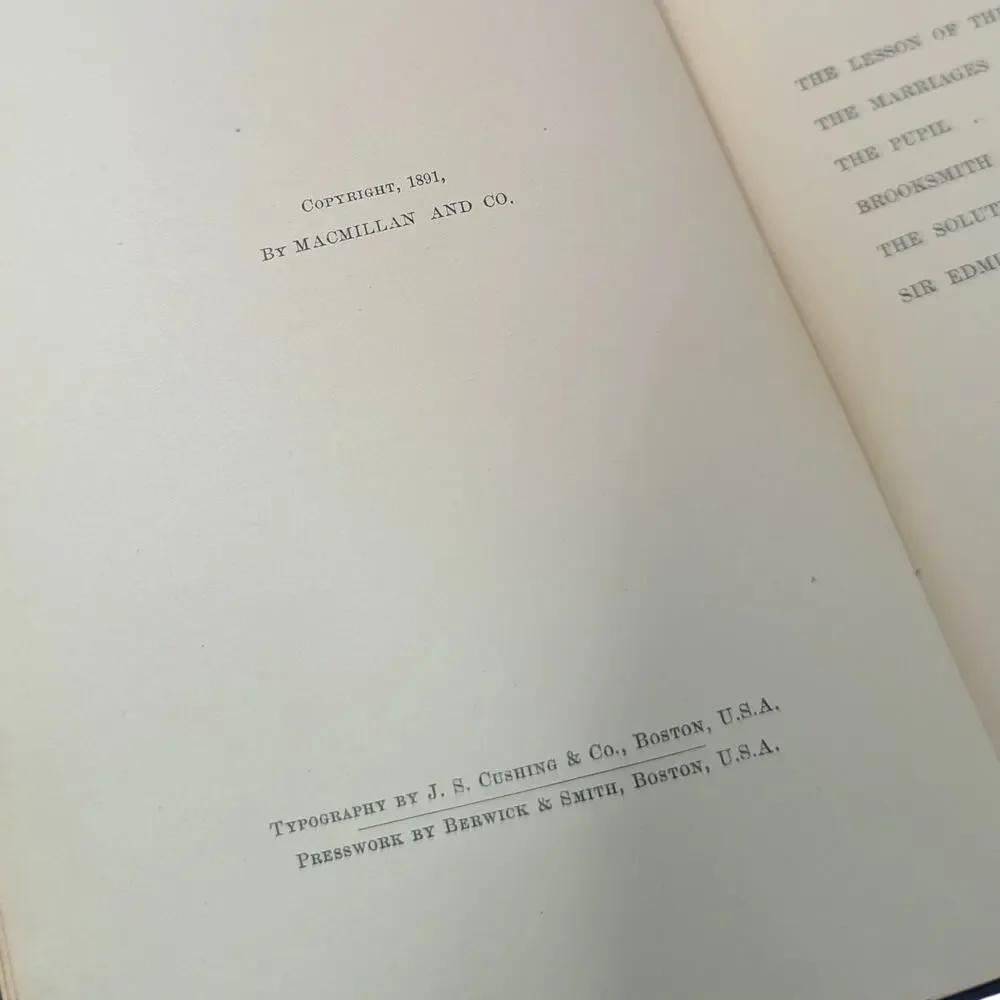 1892 The Lesson of the Master by Henry James Hardcover Book